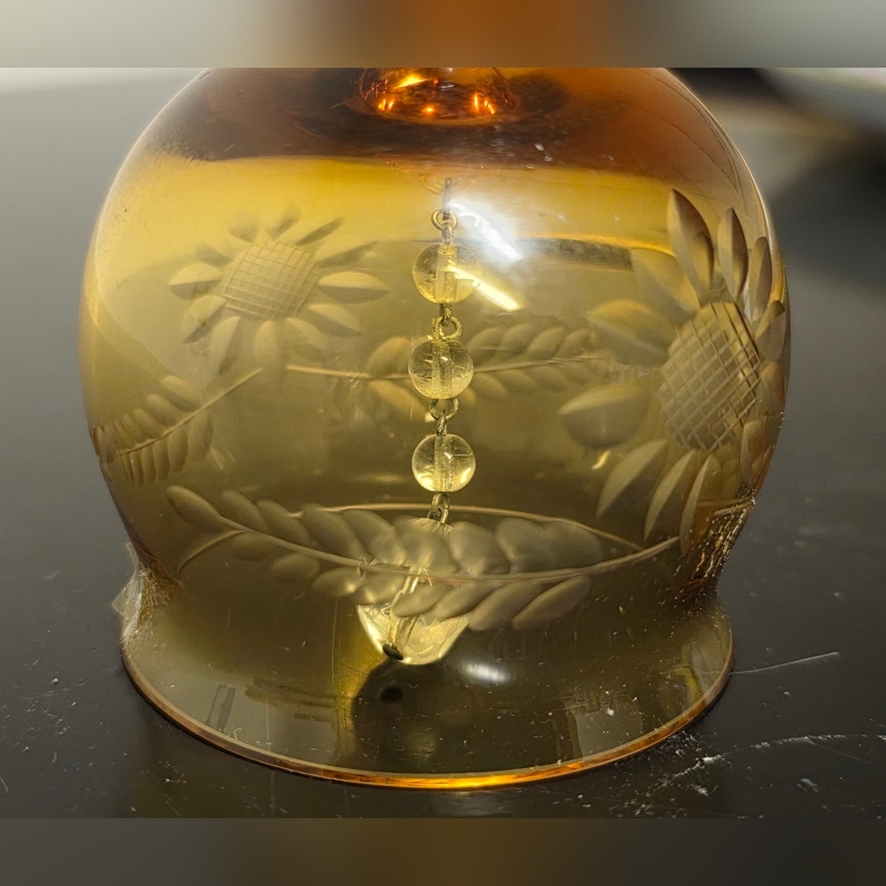 Amber Etched Glass Bell - Picture 3 of 4